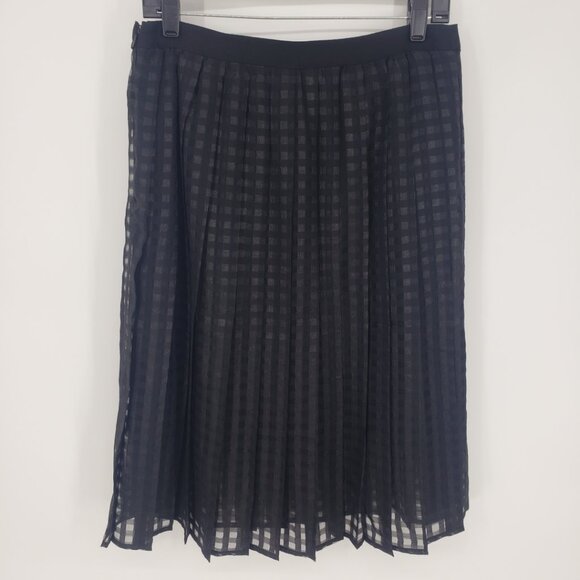 3/$25 Elle Pleated Skirt 10 Windowpane Plaid A Line Black NWT - Picture 1 of 7